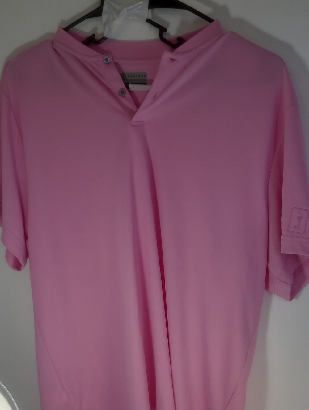 PGA Tour Pink Short-Sleeve Polo Henley XXL ( Edge Collar)